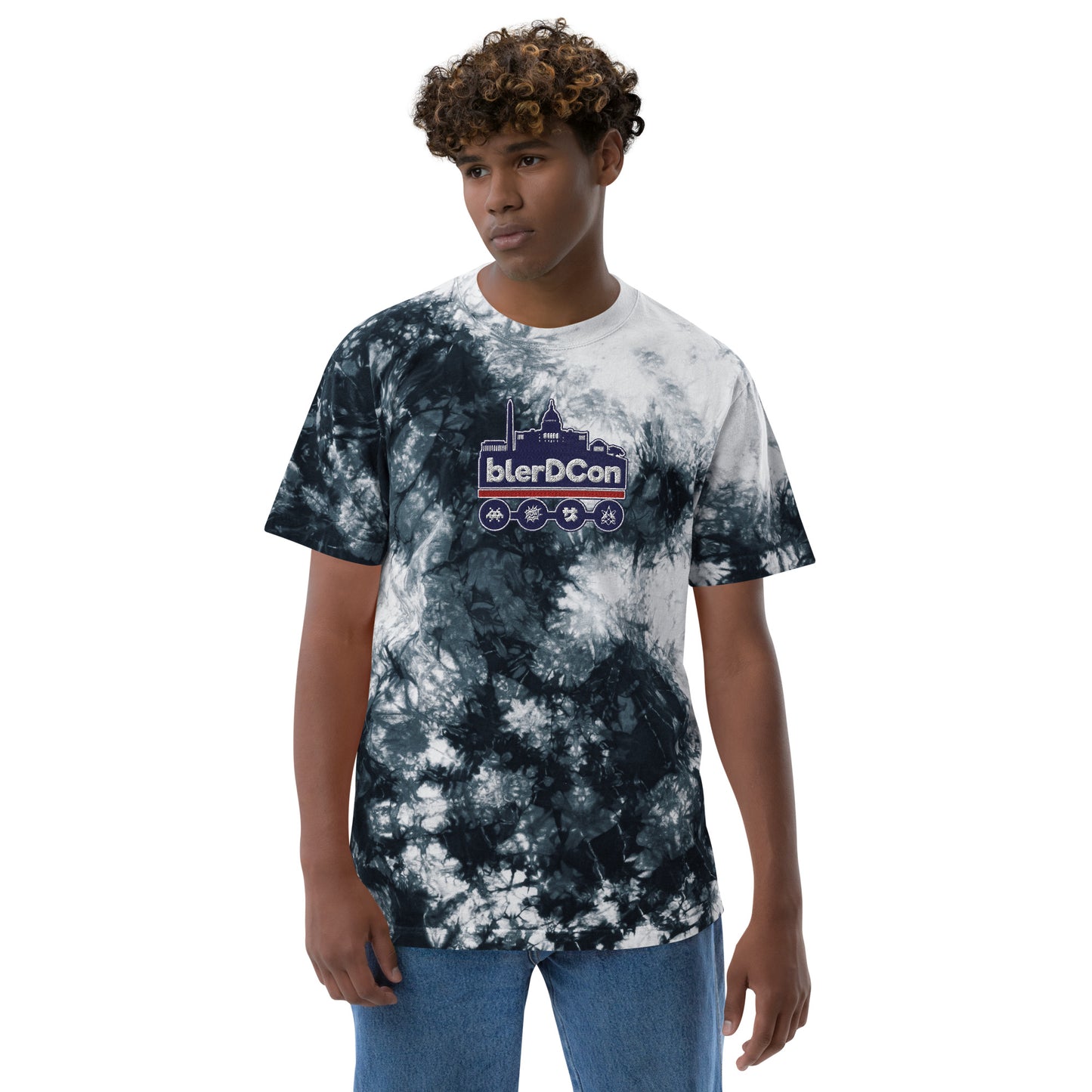 Blerd Con Embroidered Oversized tie-dye t-shirt